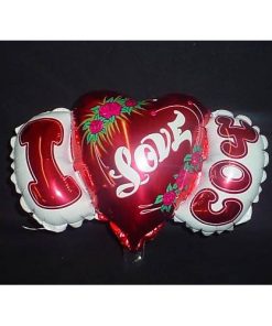 11" I Love You Shaped Mini Foil Balloon with Cup and Stick
