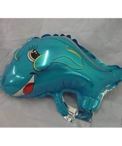 12" Blue Dolphin Mini Foil Balloon with Cup and Stick
