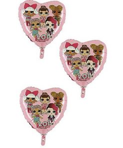 Pack Of 3 LOL Surprise Baby Pink Dotty Heart Shaped Foil Balloon - Girls Party Decorations