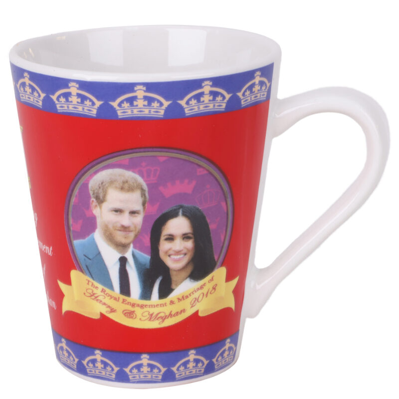 Royal Wedding V Shape Mug May 2018 Prince Harry Meghan Markle Souvenir Gift Cup (Red)