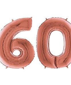 40" Foil Number Balloon - Party Decorations - Assorted Colours & Numbers (Rose Gold, Number 60)