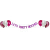 Let’s Party Bitches Party Banner and Balloons Set – 12” Latex Fuchsia, 12” Latex Plum, 12” Latex Pearl