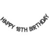 Black Happy18th Birthday Banner - 3M Length - Birthday Party Decorations