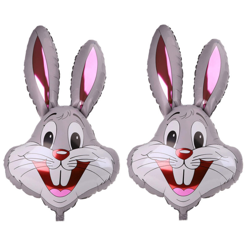37" Rabbit Shaped Balloon Available In 5 Colours - Easter Balloons (GREY PACK OF 2)