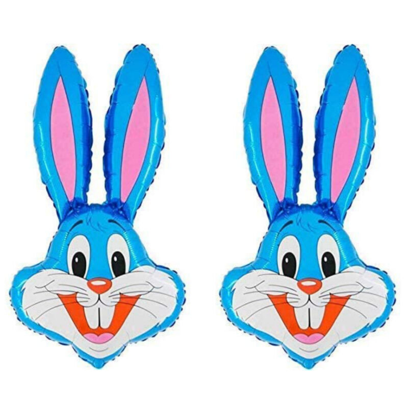 37" Rabbit Shaped Balloon Available In 5 Colours - Easter Balloons (BLUE PACK OF 2)