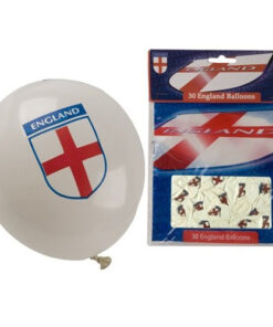 Pack of 30 White 12" England Balloons - Cricket World Cup