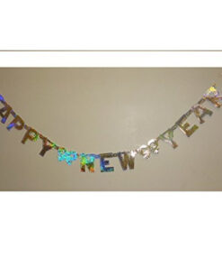 Set of 12 Holographic Silver Happy New Year Letter Banners