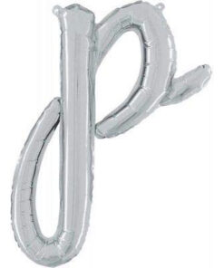 14" Silver Script Letter Balloons - Party Decorations (P)