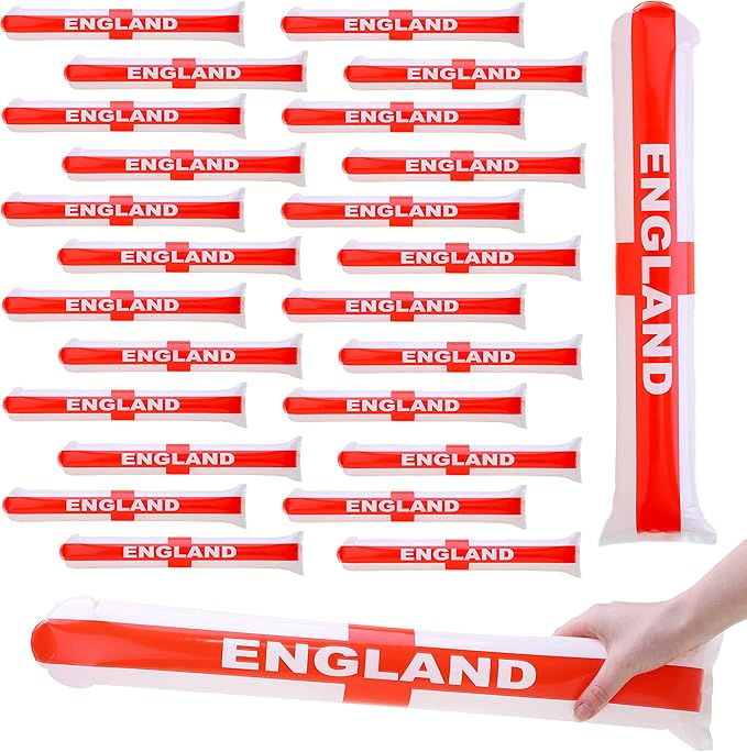 Pack Of 50 Inflatable England Flag Bang Bang Bats/ Sticks - Party Decorations