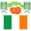 St Patricks Day 37 Pieces Party Bundle - 5ft x 3ft Flag, 30 Green/White/Orange Latex Balloons & 4 x Green Mustaches - Irish Decorations