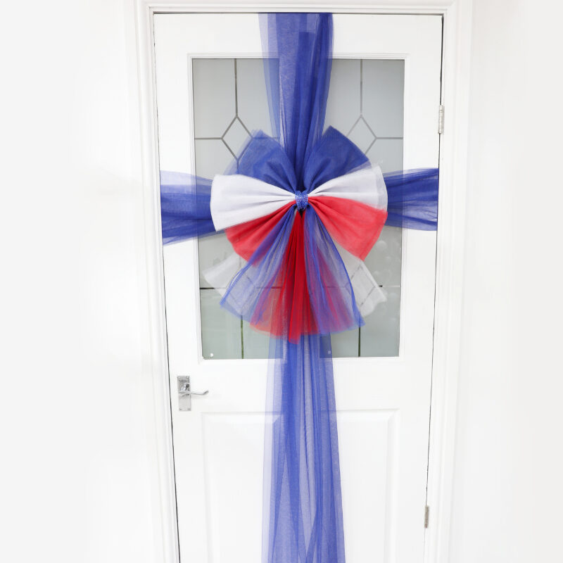 DIY Union Jack Decorative Door Bow With Diamante Decoration - Queens Platinum Jubilee Decorations