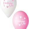 Pack of 25 - 13 Inch On Your Christening Day Pink & White Balloons