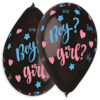 Pack of 10 - 13 Inch Boy or Girl Balloons - Black Latex Balloons with Blue and Pink Hearts & Stars - Gender Reveal Party Decorations - Made in Italy
