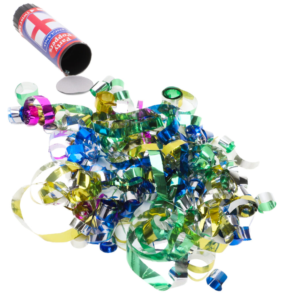 Pack Of Four Party Poppers England Flag Design Queens Platinum