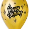 Pack of 10 - 13 Inch Metallic Latex Balloons, Gold Black & Silver with Happy Birthday Message - Party Decorations - Made in Italy