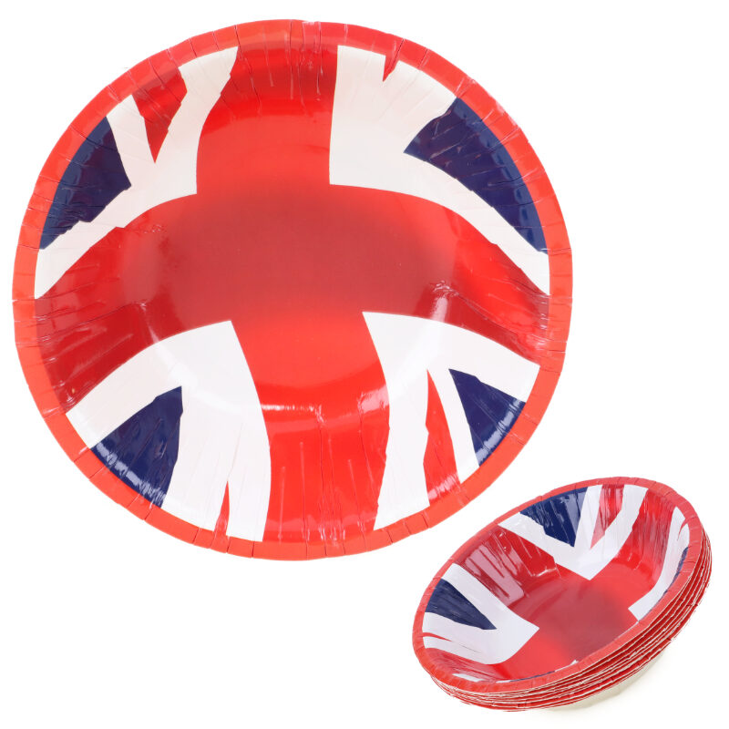 Pack of 10 - Disposable Union Jack Paper Bowls - Kings Coronation Party - British Decorations