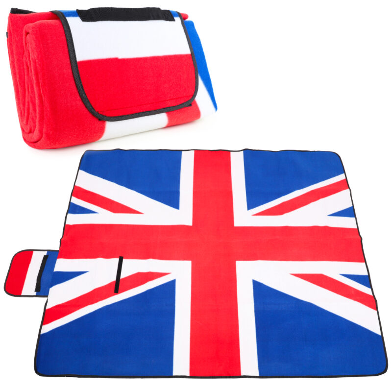 Waterproof Union Jack Fleece Picnic Blanket - 150cm x 130cm - Queen Platinum Jubilee