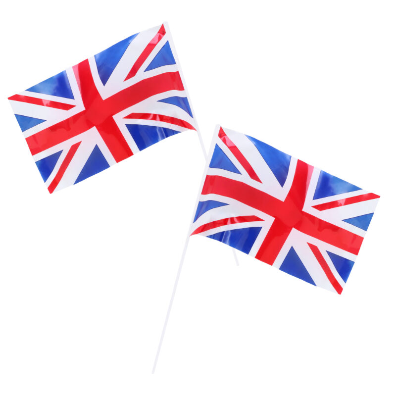 Pack Of 36 Hand Held Waving Great Britain Union Jack Flags - 32 cm Width - His Majesty King Charles The III Coronation British Decorations