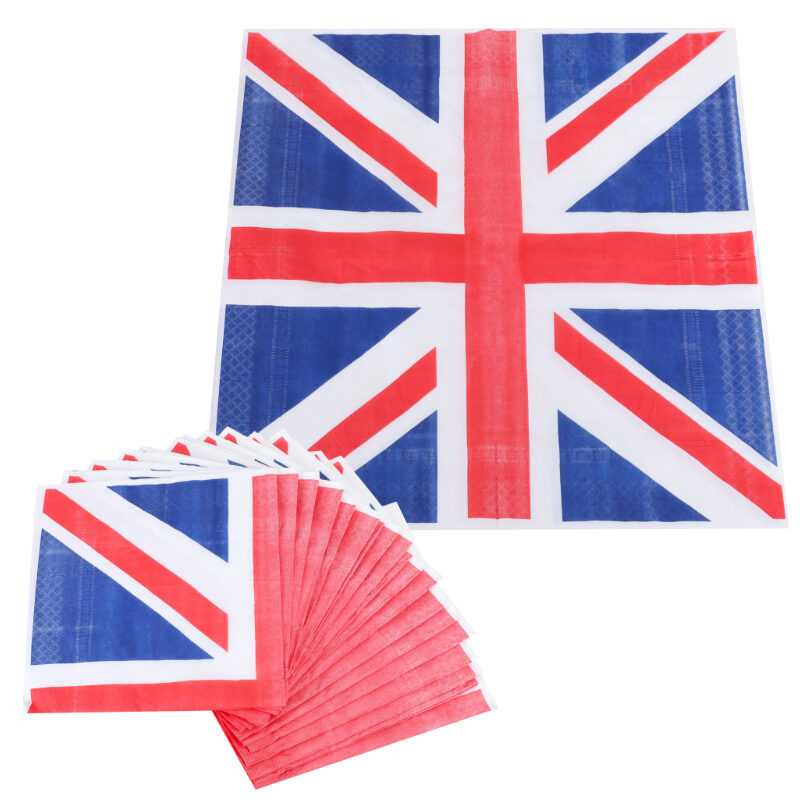 Pack of 20 - Union Jack Paper Napkins - Queens Platinum Jubilee Party Table Decorations