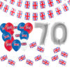 Queens Platinum Jubilee Party Bundle - Giant 40" Number 70 Balloons, 4 Metre Bunting , 12 Hand Flags & 30 Union Jack Balloons - British Decorations