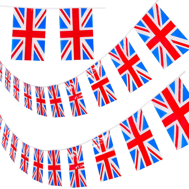 10 Metre Union Jack PVC Bunting 20 Flags Perfect For British Celebrations - His Majesty the King British Decorations