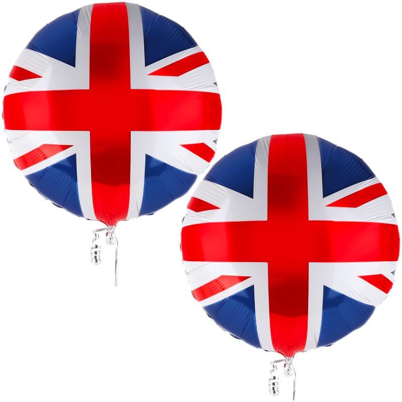 Pack of 2 - 46cm (18") Round Union Jack Foil Balloons - British Party Decorations