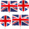4 x Union Jack Party Balloon Bundle - 2 x 46cm 18" Round Foil & 2 x 56cm 22” Large Flag Foil - British Party Decorations