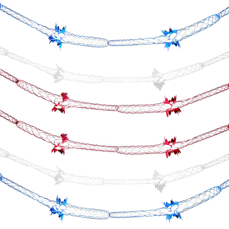 Pack of 6 Red, White & Blue 9ft Hanging Foil Garlands - King Charles The III Coronation Celebration – British Union Jack Party Decorations
