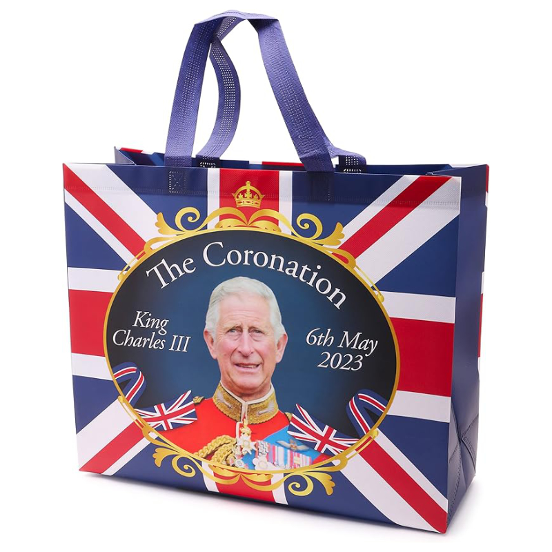 King Charles III Union Jack Coronation Reusable Waterproof Shopping Bag 42 x 34cm – Kings Coronation Accessories - British Souvenirs