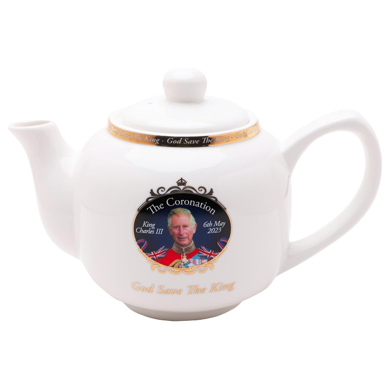 King Charles III Coronation Commemorative Tea Pot - His Majesty The King Keepsakes - British Souvenirs