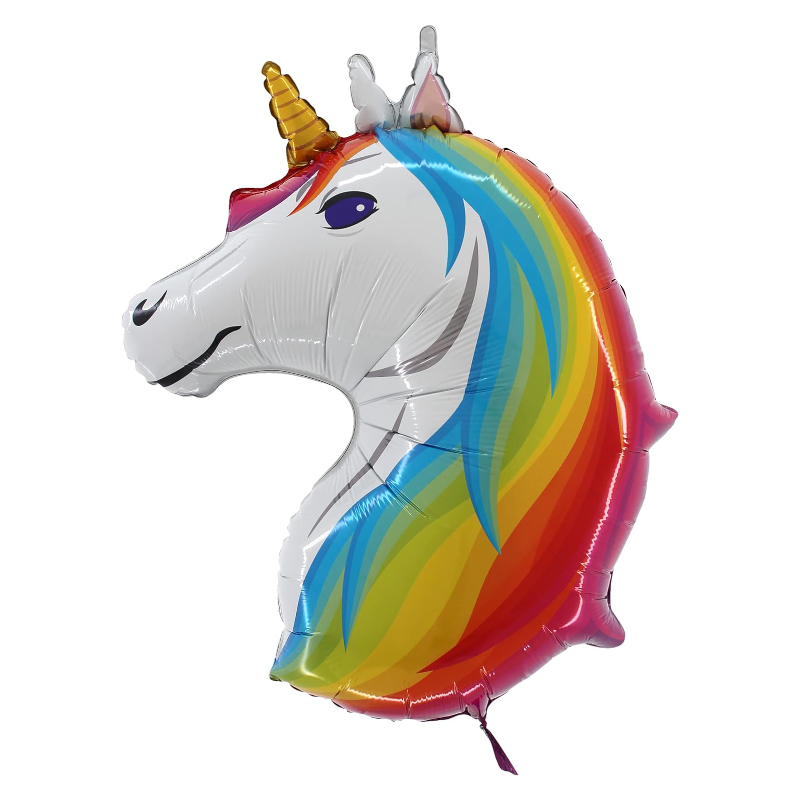 71cm (28") Rainbow Unicorn Head Shaped Character Foil Balloon - Kids Party Balloons