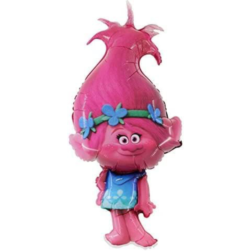 99cm (39") Princess Poppy Troll Shaped Foil Balloon - Trolls Children's Party Decorations