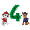 81cm (32") Pack of 2 - Chase & Marshall Paw Patrol Foil Balloon Pack - Character Balloons & 1 x 101cm (40") Number 4 Balloon - Red.
