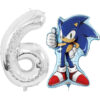 Sonic The Hedgehog Foil Balloon Pack - 1 x 29" Character Balloon & 1 x 40" Number 6 Balloon - Silver.