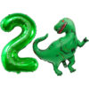Green Dinosaur Foil Balloon Pack - 1 x 40" Shape Balloon & 1 x 40" Number 2 Balloon - Green.