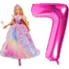 Barbie Foil Balloon Pack - 1 x 42" Character Balloon & 1 x 40" Number 7 Balloon - Pink.