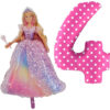 Barbie Foil Balloon Pack - 1 x 42" Character Balloon & 1 x 40" Number 4 Balloon - Pink.