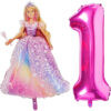 Barbie Foil Balloon Pack - 1 x 42" Character Balloon & 1 x 40" Number 1 Balloon - Pink.