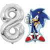 Sonic The Hedgehog Foil Balloon Pack - 1 x 29" Character Balloon & 1 x 40" Number 8 Balloon - Silver.