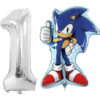 Sonic The Hedgehog Foil Balloon Pack - 1 x 29" Character Balloon & 1 x 40" Number 1 Balloon - Silver.
