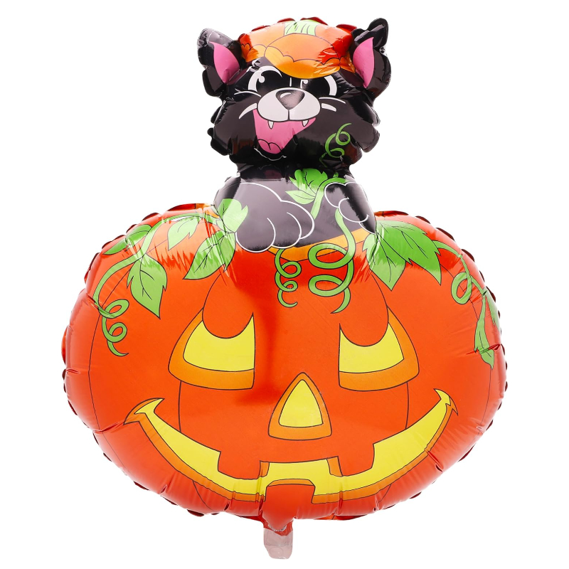 72cm (28") Black Cat In Pumpkin Halloween Foil Helium Balloon - Halloween Party Decorations