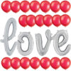 Love Valentines Day & Proposal Bundle - 14” Silver Script Letter Balloon & 20 x 12" Latex Balloons