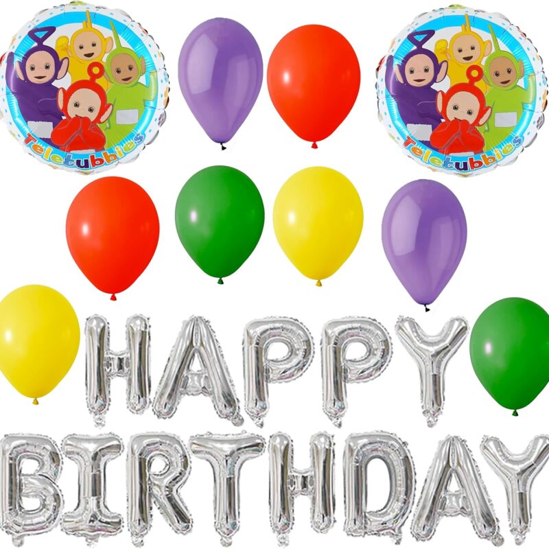 Teletubbies Birthday Balloon Pack - 1 x 41cm (16") Happy Birthday Balloon Banner, 2 x 46cm (18") Round Balloons & 20 x 31cm (12") Latex Balloons