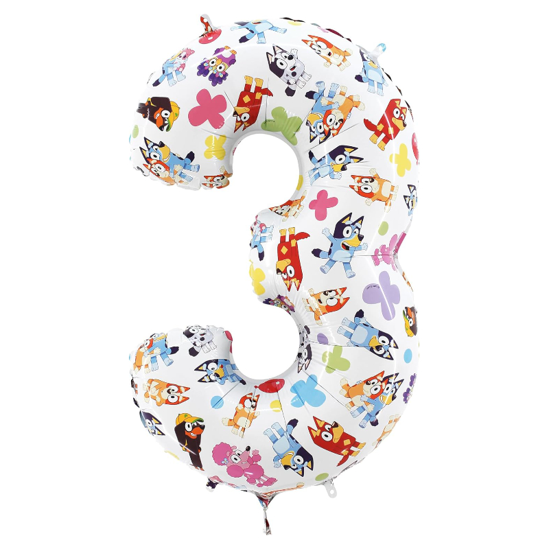66cm (26") Bluey & Bingo Number Foil Balloon - Kids Party Balloons - Number 3