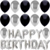 Silver Happy Birthday Balloon Pack - 1 x 41cm (16") Happy Birthday Balloon Banner & 30 x 31cm (12") Latex Balloons