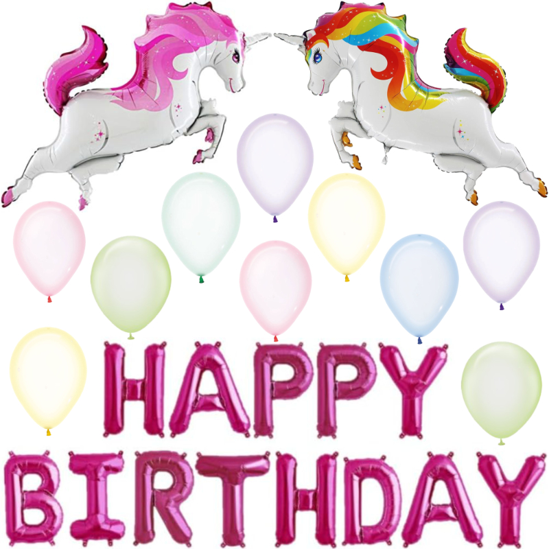 Flamingo Birthday Balloon Pack - 1 x 41cm (16") Happy Birthday Balloon Banner, 2 x 89cm (35") Flamingo Balloons & 20 x Mixed Latex Balloons