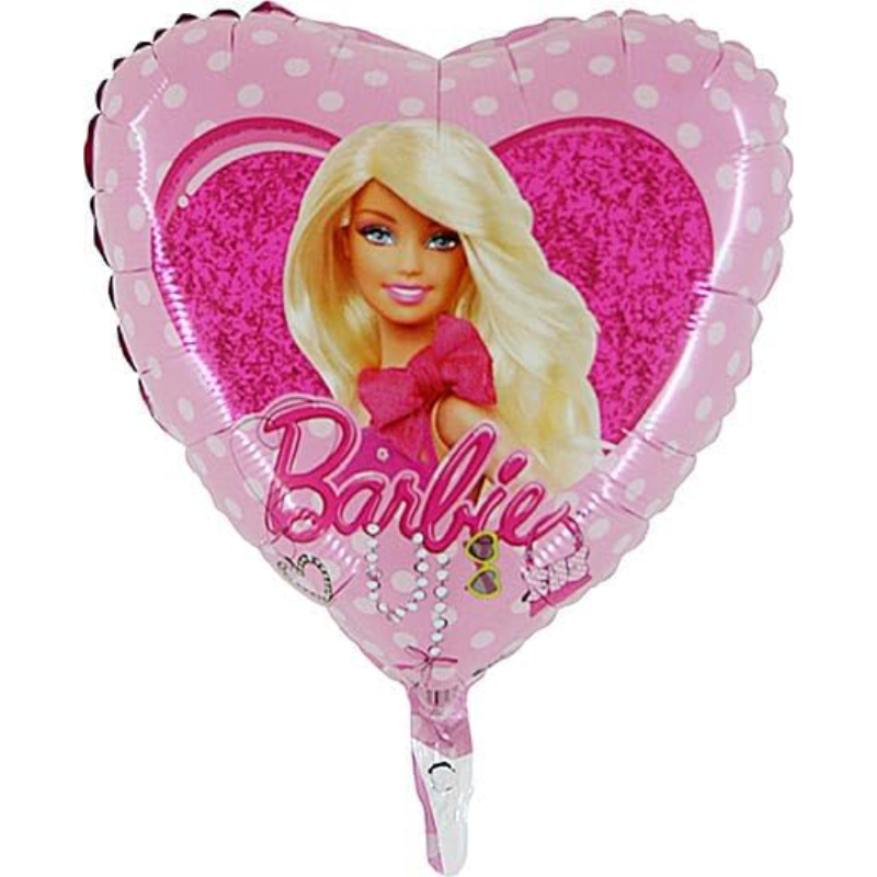 45cm (18") Heart Shaped Barbie Polka Dot Foil Balloon