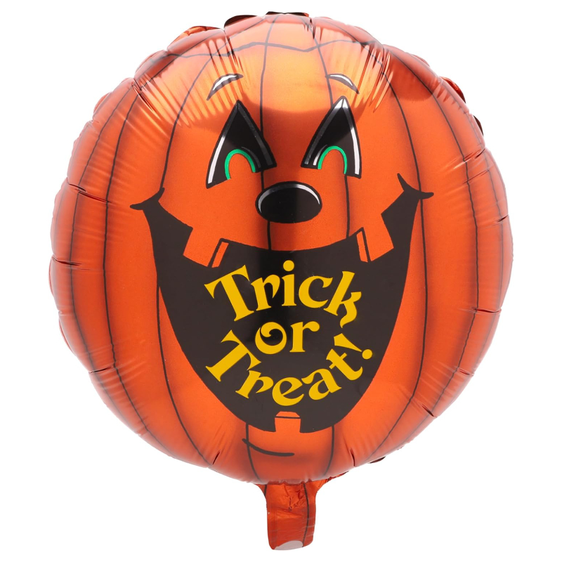 46cm (18") Pumpkin 'Trick or Treat' Round Foil Helium Balloon - Halloween Party Decorations