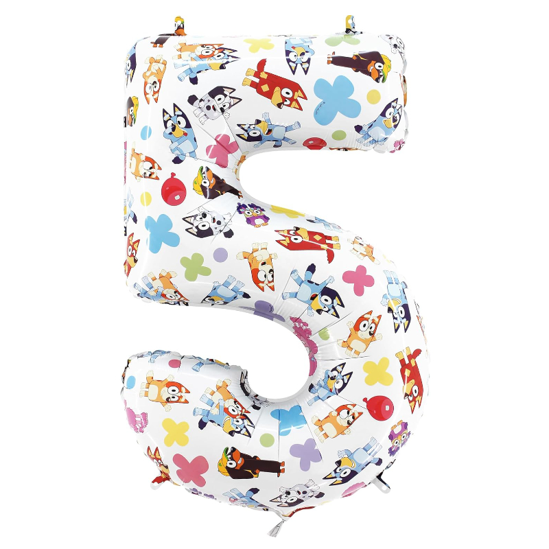 66cm (26") Bluey & Bingo Number Foil Balloon - Kids Party Balloons - Number 5