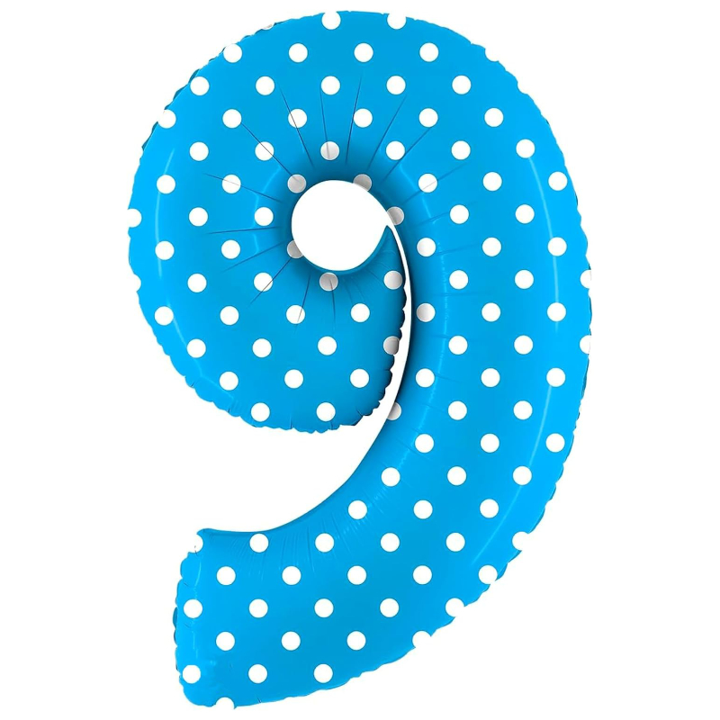 100cm (40") Blue Spotty Foil Number Balloon - Party Decorations (9)